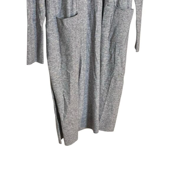 A New Day Heather Ribbed Trim Open Front Long Sleeve Duster Cardigan Gray Large - Picture 4 of 8
